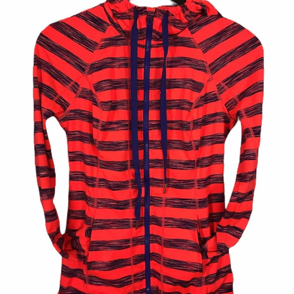 Lukka Womens S Small Striped Full-Zip Hoodie Jacket In Pink & Purple
